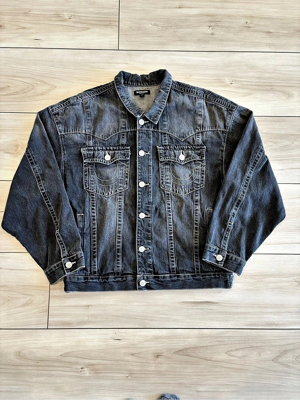 True Religion Y2K Jimmy Denim Trucker Jacket Men's faded black Size Large